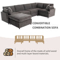 Modern Large U Shape Sectional Sofa, With Removable Ottomans For Living Room 6 Seater Gray Polyester 6 Seat