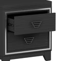 Elegant Nightstand With Metal Handle And Sparkling Shiny Decoration, Bedside Table With 2 Drawers For Bedroom, Living Room, Black Black 2 Drawers Mdf