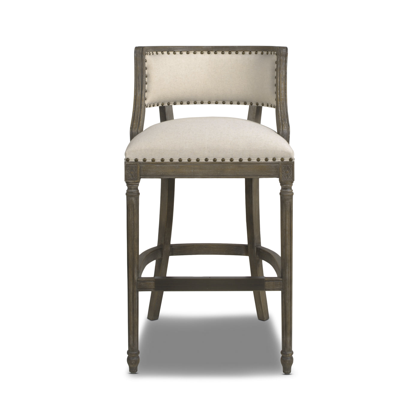 Paris 30.5 Farmhouse Bar Stool With Backrest, Light Beige Linen Beige Foam Linen