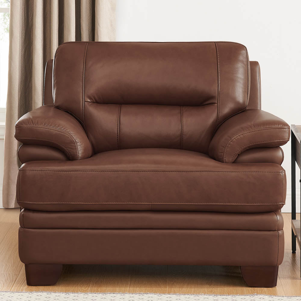 Luxor Leather Chair Pecan Memory Foam Genuine Leather
