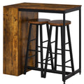 Homcom 3 Piece Industrial Pub Table And Chairs, Counter Height Bar Table And Stools Set With Storage Shelf, Rustic Brown Rustic Brown Particle Board