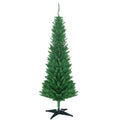 Homcom 5' Artificial Pencil Christmas Tree, Slim Xmas Tree With 294 Realistic Branch Tips And Plastic Stand, Light Green Light Green Plastic