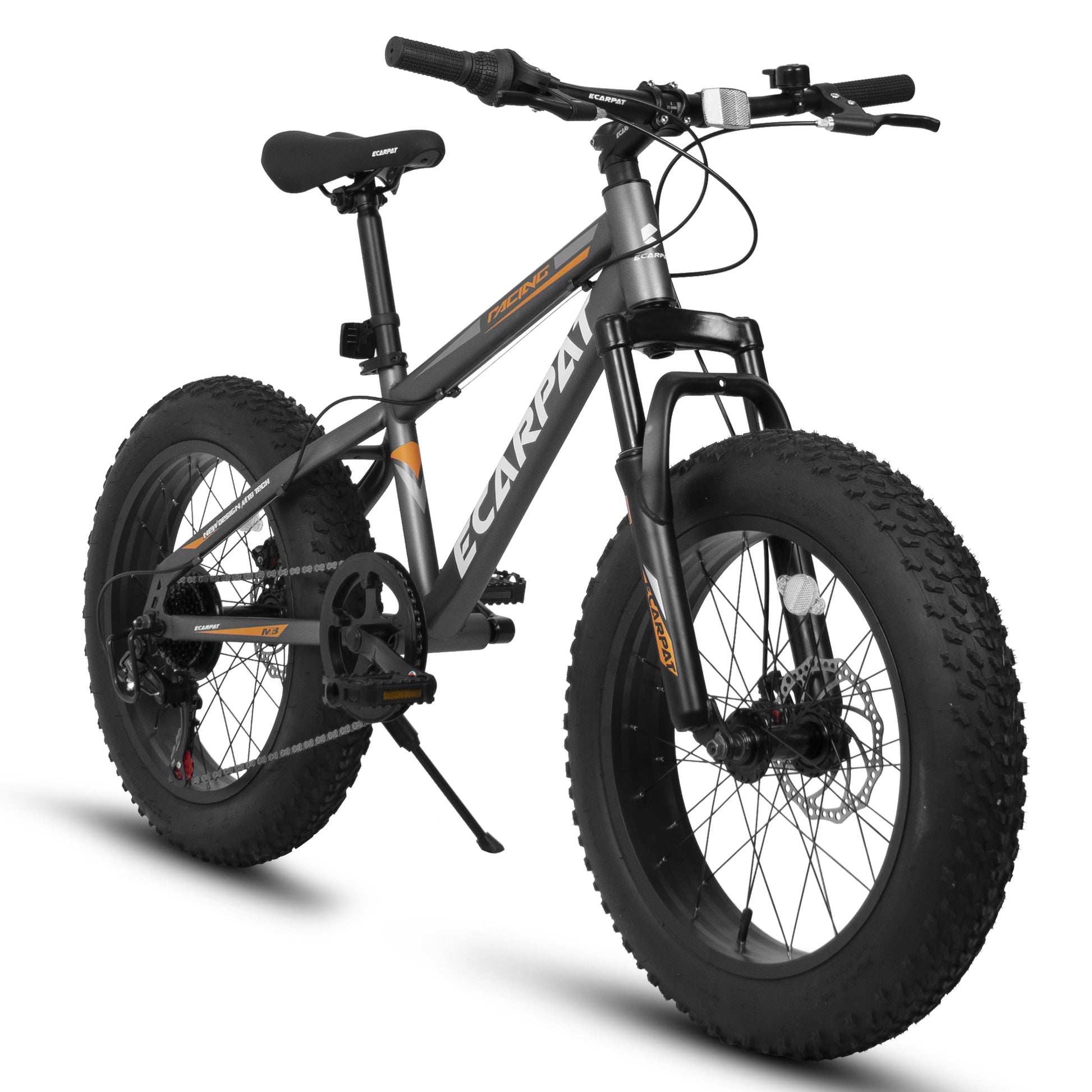 A20316 20 Inch Fat Tire Bike Adult Teen Full Shimano 7 Speed Mountain Bike, Dual Disc Brakes, High Carbon Steel Frame, Front Suspension, Mountain Dirt Bike, City Commuter City Bike, Fat Tire Bike Grey Without Durable Garden & Outdoor Retro Muscle