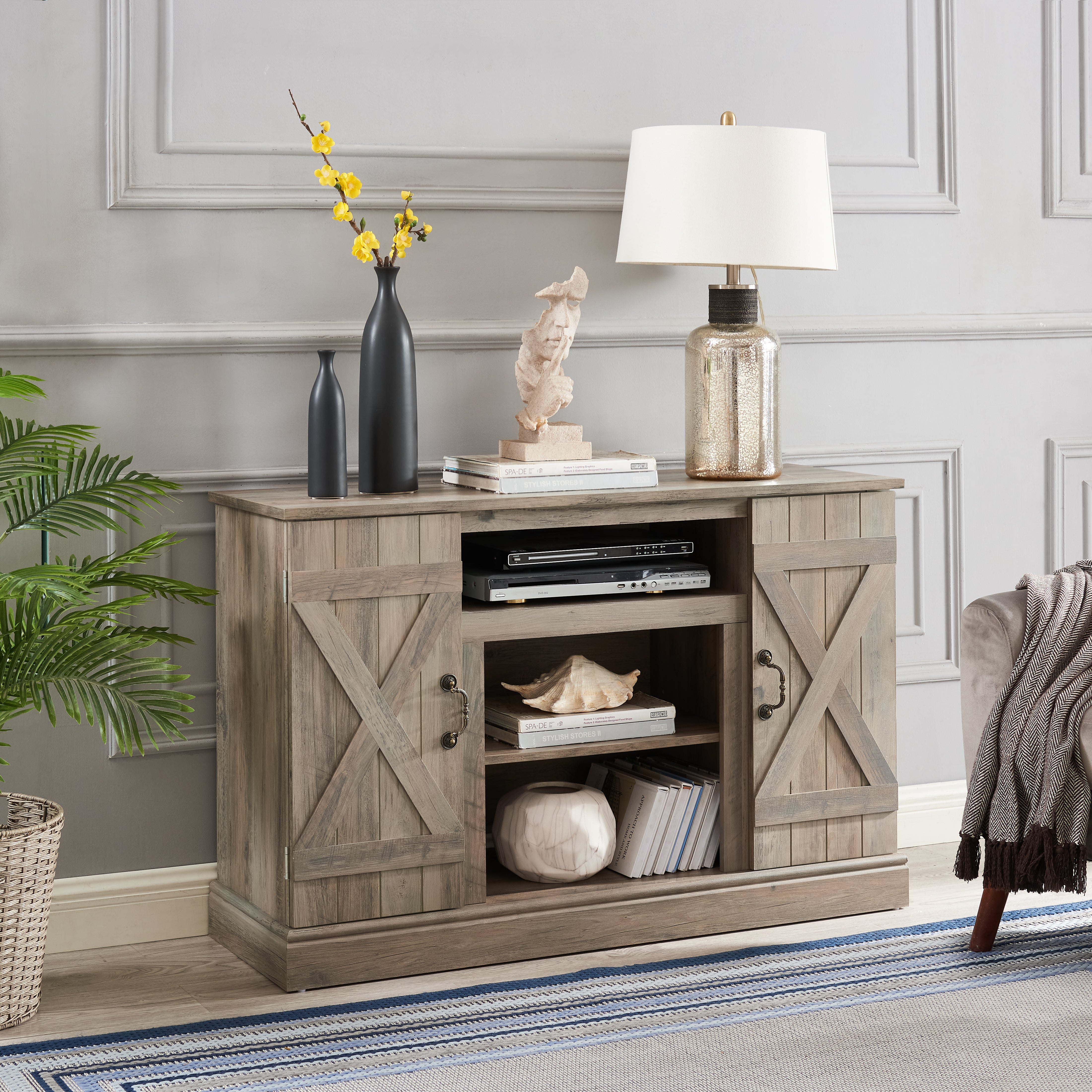 American Retro Tv Stand Farmhouse Classic Media Tv Stand Antique Enter