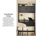 Transitional Reeded Desk With Hutch And Drawers Plus Tech Management Black Black Mdf Mdf
