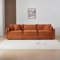 Modular L Shaped Sectional Sofa With Ottoman, Chenille Fabric Sofa Couch, Comfy Upholstered Furniture For Living Room, Apartment, Studio, Office Orange Wood Medium Soft Foam Chenille 4 Seat