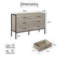 Wood Dresser With 6 Drawers, Wooden Storage Closet For Bedroom, Solid Clothes Cabinet With Sturdy Steel Frame, 48.58