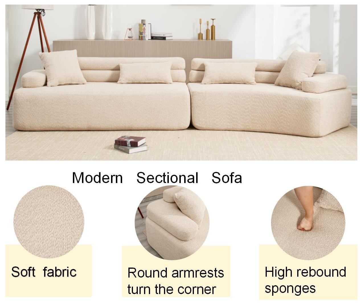 Unique Modeling Design,Upholstered Indoor Furniture,Foam Filled Sleeper Sofa Bed For Living Room,Bedroom,3 Colors Khaki Primary Living Space Modern Foam Polyester 4 Seat