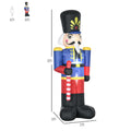 Homcom 8Ft Christmas Inflatables Outdoor Decorations Nutcracker Toy Soldier With Scepter, Blow Up Yard Christmas Decor With Led Lights Display Red Polyester