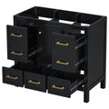 36'' Bathroom Vanity Without Sink, Solid Wood Frame Bathroom Storage Cabinet, Freestanding Vanity With 5 Drawers& Soft Closing Doors Not Include Basin Sink Black Bathroom Solid Wood Mdf