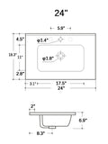 Bb0924Y331, Integrated White Ceramic Basin With Three Predrilled Faucet Holes, Drain Assembly Not Included Gloss White Bathroom Modern Ceramic