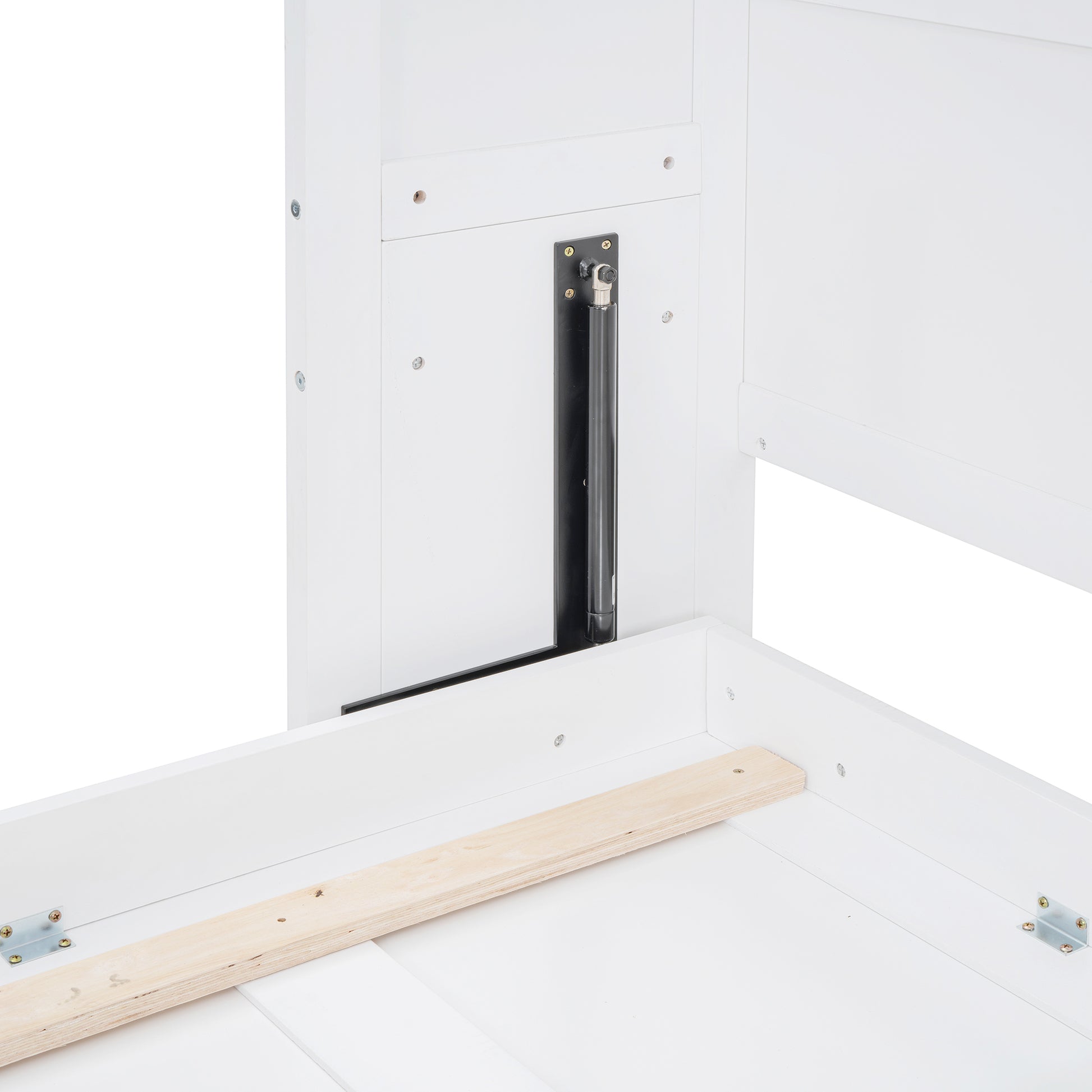 Queen Size Murphy Bed Wall Bed With Top Shelves & Usb,White Queen White Plywood