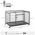 Pawhut Folding Design Heavy Duty Metal Dog Cage Crate & Kennel With Removable Tray And Cover, & 4 Locking Wheels, Indoor Outdoor 49