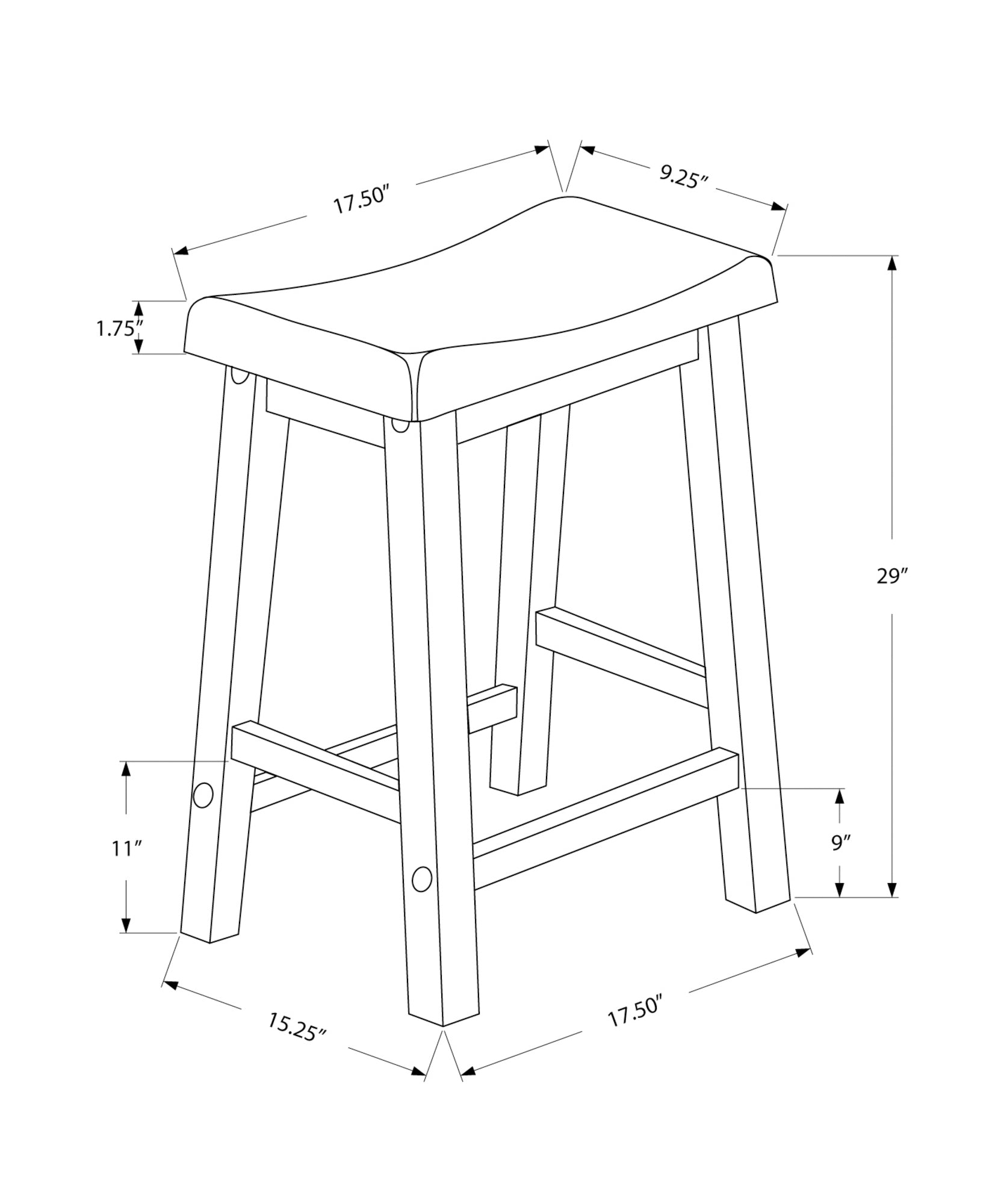 Bar Stool, Set Of 2, Bar Height, Saddle Seat, White Wood, Contemporary, Modern White Solid Wood