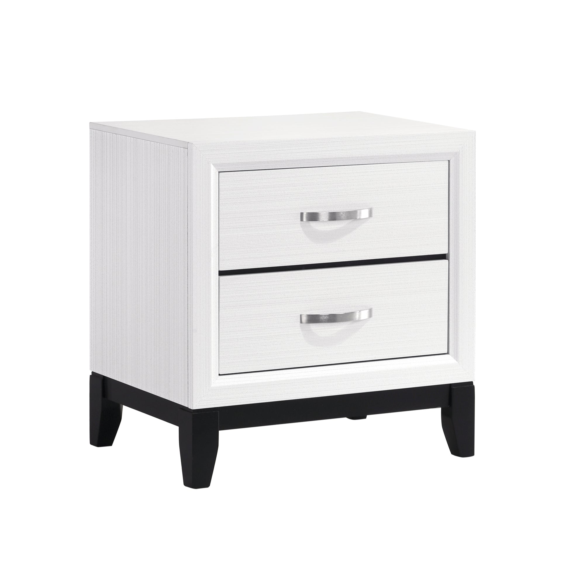 Modern Contemporary White Finish Storage Nightstand Of 2X Drawers 1Pc Wooden Bedroom Furniture White 2 Drawers Bedroom Wood