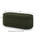 Modern Oval Storage Ottoman Bench, Upholstered Boucle Teddy Fabric End Of Bed Bench With Storage, End Of Bed Stool With Safety Hinge For Bedroom, Living Room, Entryway, Dark Green Dark Green Primary Living Space Oval Black American