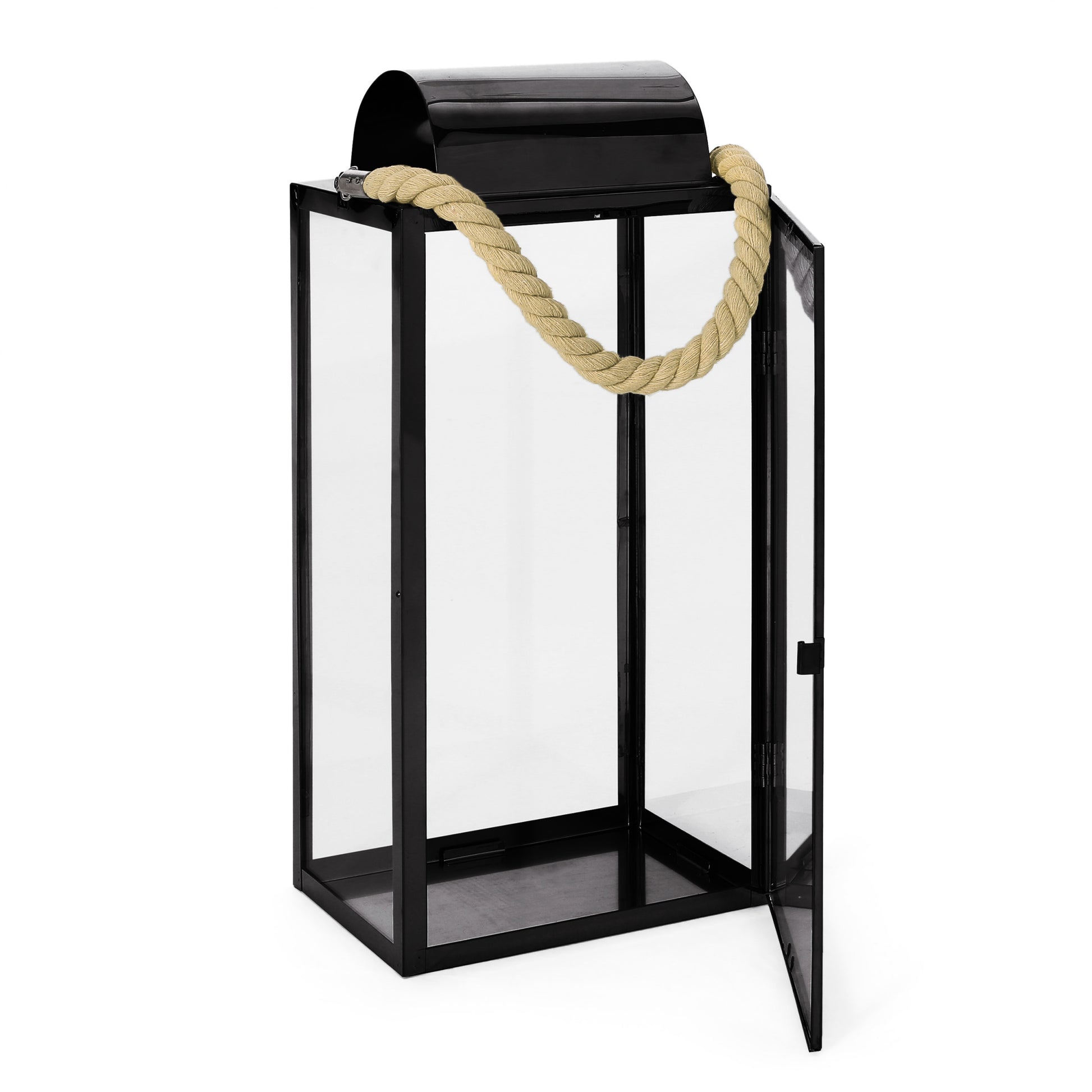 Larry 19"H Stainless Steel Lantern Black Stainless Steel