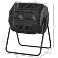 Outsunny Tumbling Compost Bin Outdoor 360 Dual Rotating Composter 43 Gallon, Black Black Plastic
