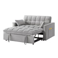 4 In1 Loveseat Sofa Bed With Armrests & Storage Pockets, Multi Function Tufted Pull Out Sofa Bed With Adjustable Backrest And Pillows, Convertible Loveseat Sofa Couch, Gray Gray Velvet Primary Living Space Medium Soft Tufted Back American