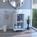 Single Bathroom Vanity, One Open Shelf, Single Door Cabinet, White White Solid Wood Mdf Engineered Wood