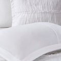 4 Piece Microfiber Reversible Ruffle Quilt Set With Throw Pillow White King Cal King King White Cotton
