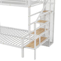 Twin Over Full Size Metal Bunk Bed With Storage Staircase And Open Wardrobe,White Expected Arrival Time:11.15 White Mdf Metal