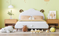 Full Size Upholstered Platform Bed With Sheep Shaped Headboard, White Full White Plywood