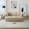 Modular Sectional Sofa Couch Bed With Storage 6 Seater, Sleeper Sofa Bed Couch With Reversible Chaise Ottomans, Adjustable Arms And Backs Beige Beige Polyester 3 Seat