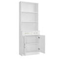 Bathroom Storage Cabinet, Cabinet With Two Doors And Drawers, Adjustable Shelf, Three Layer Open Shelf, Mdf Board, White White Mdf