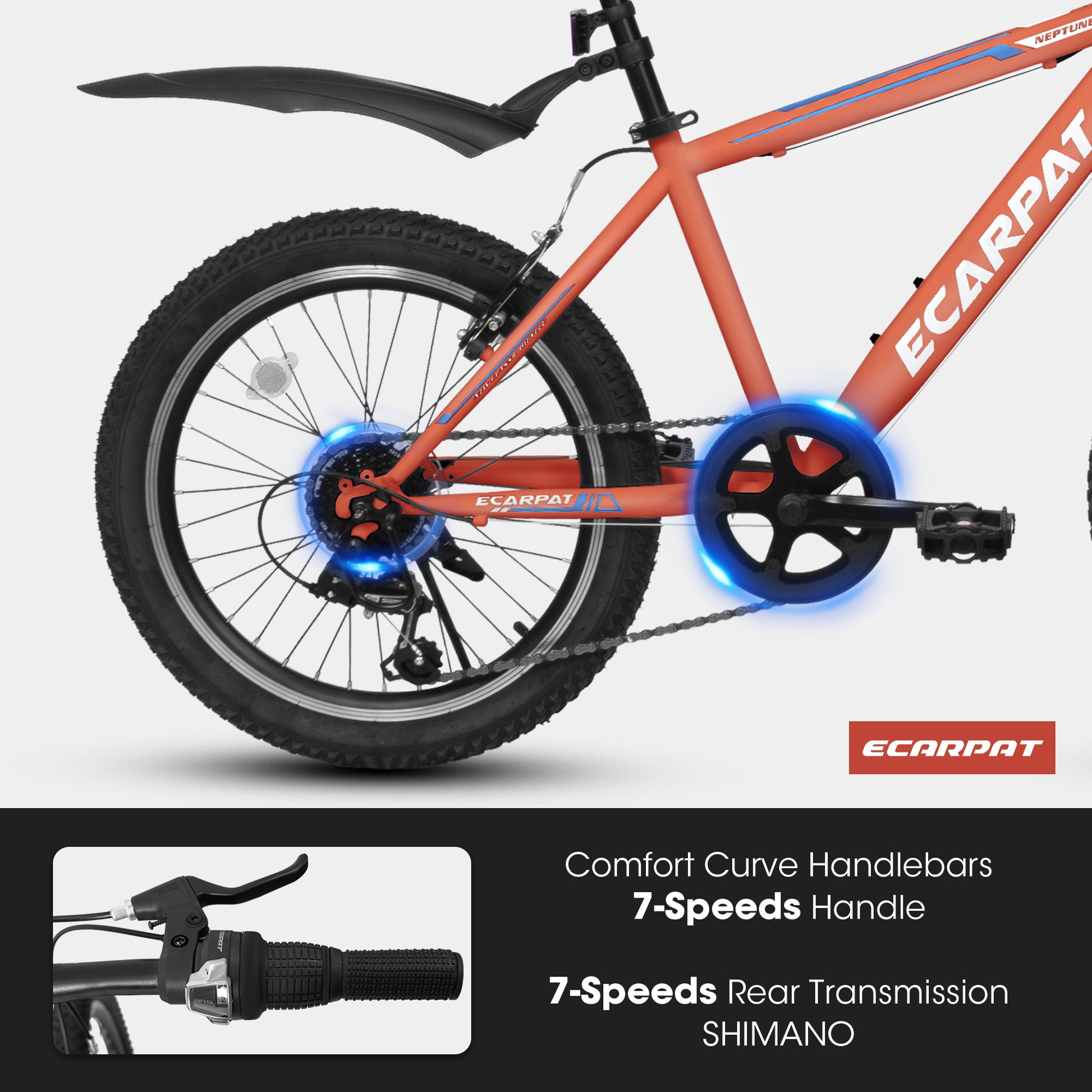 A20215 Kids Bicycle 20 Inch Kids Montain Bike Gear 7 Speed Bike For Boys And Girls Orange Steel