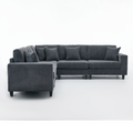 Packaging Upgrade Oversized Modular Sectional Sofa Set, L Shaped Couch,Corduroy ,Upholstered,Deep Seat,5 Seat,5 Throw Pillow And 6 Back Cushion,Living Room, Apartmentgray Gray Polyester Wood Primary