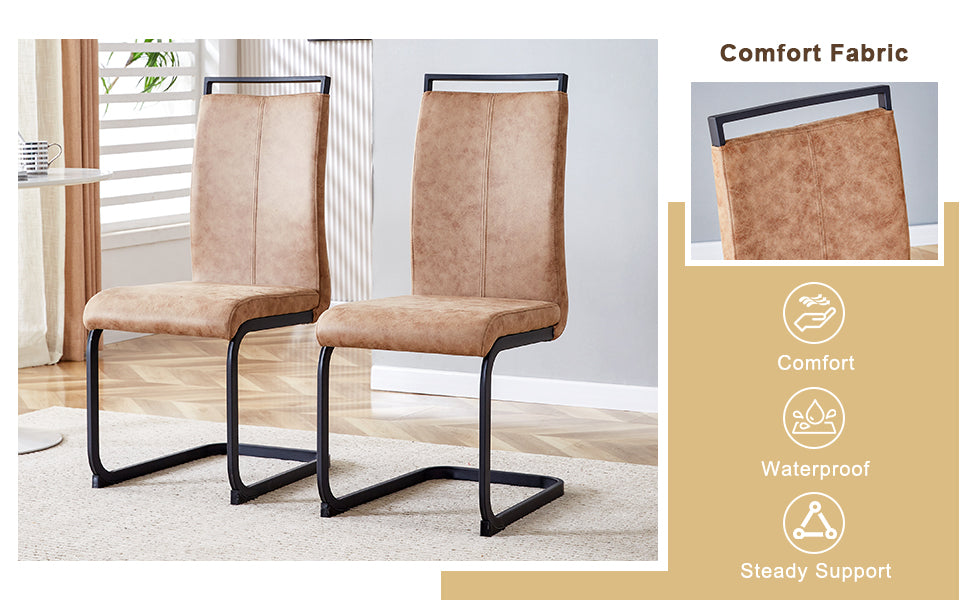 Table And Chair Set. Modern Dining Table With Mdf Top And Beautiful Mdf Legs. Comes With Brown Comfortable Chair With Pu Seat And Metal Legs. Suitable For A Wide Range Of Decorative Styles. Brown,Wood Seats 4 Mdf