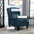 Homcom Massage Recliner Sofa With Heat Function, Remote Control, Blue Blue Polyester