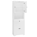 Tall Bathroom Cabinet With Four Doors, Large Storage Space Open Shelve, Upper Storage Cabinet, White White Mdf