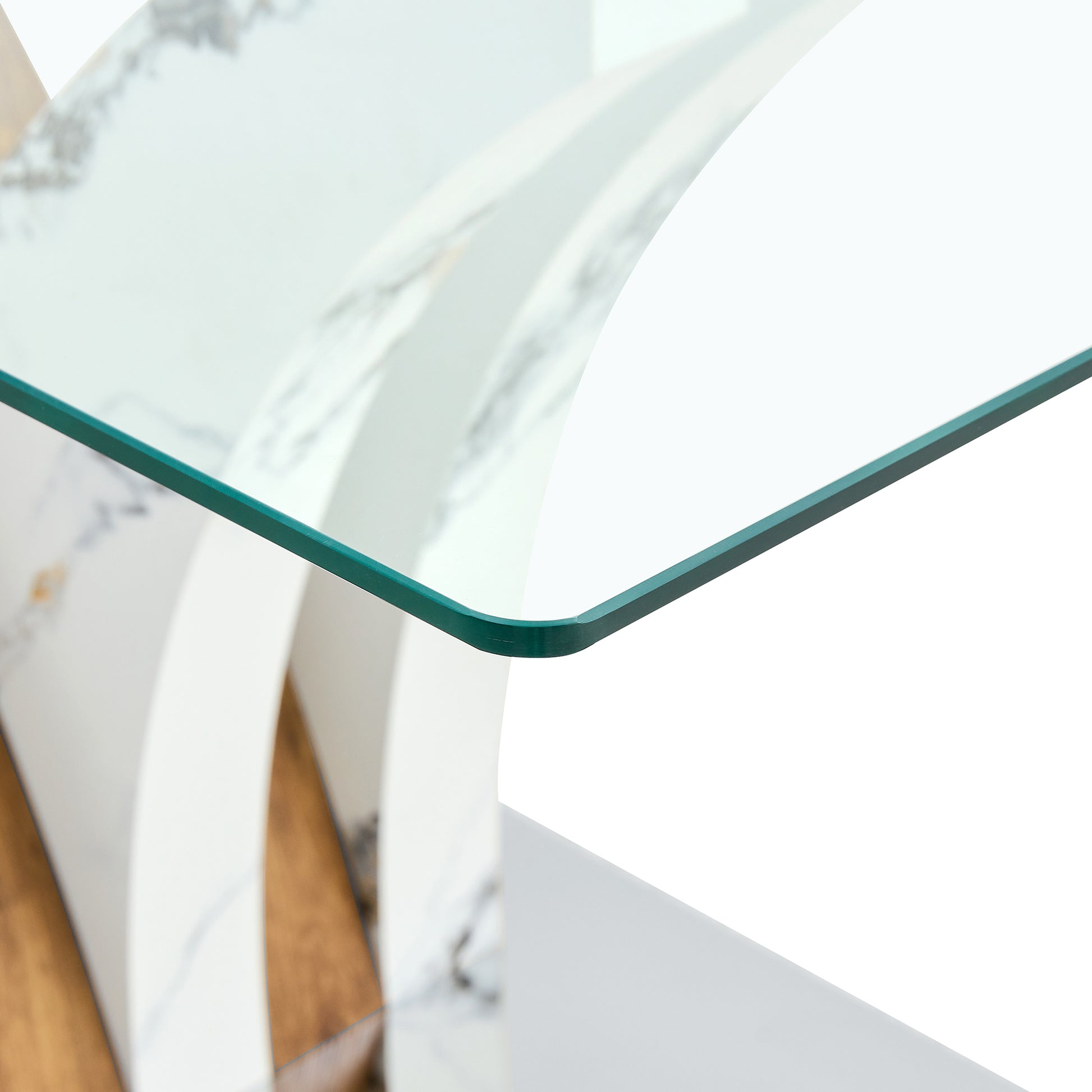 Table And Chair Set.Modern Dining Table, Tempered Glass Countertop With Artistic Mdf Legs.Paried With 4 Brown Chairs With Soft Linen Fabric Cushions And Black Metal Legs.Suitable For Various Styles. Black Brown,Transparent Seats 4 Mdf Metal