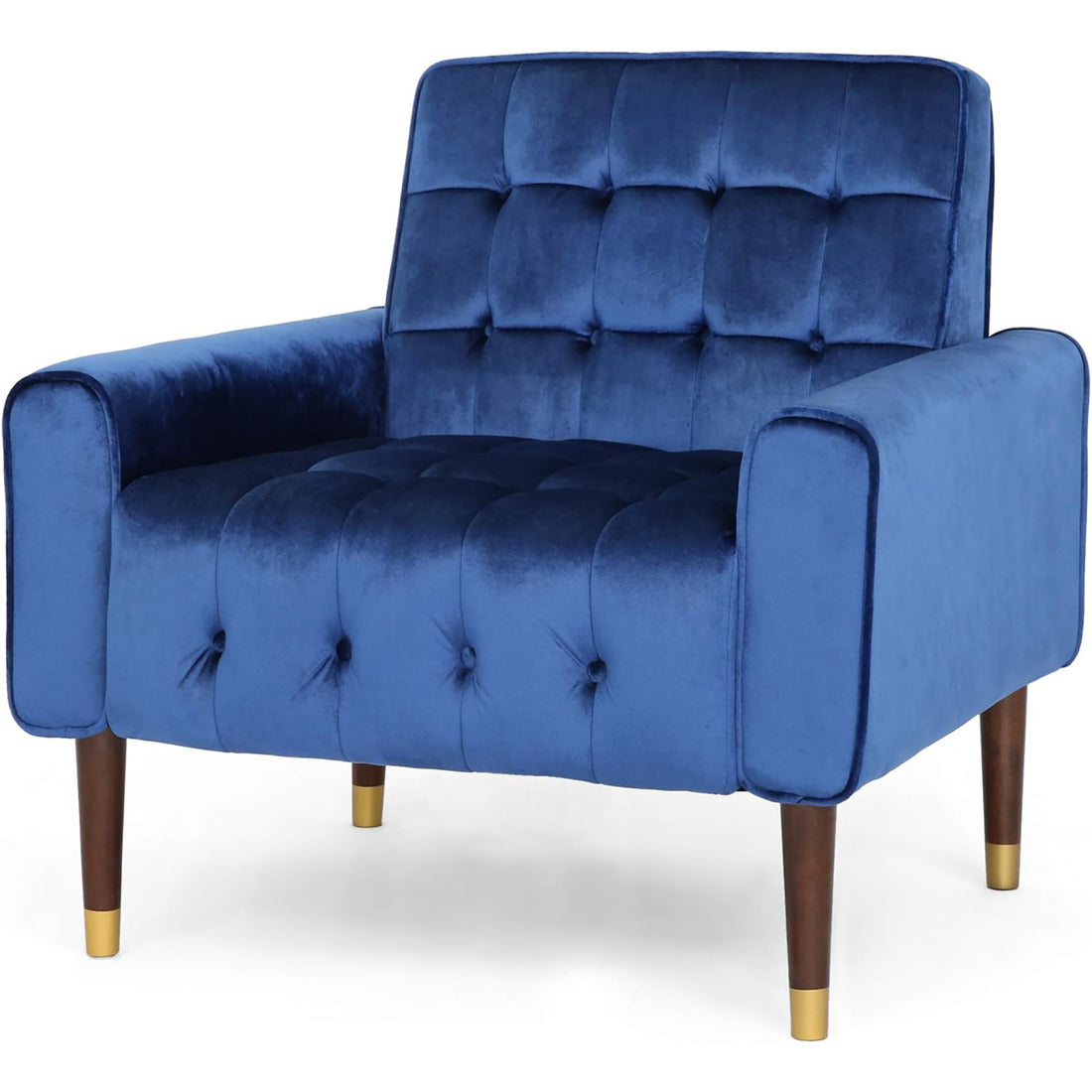Mirod Comfy Arm Chair With Tufted Backmodern For Living Room, Bedroom And Study Blue Velvet