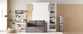 Twin Size Murphy Bed Wall Bed With Sofa,With Shelves,White Twin White Plywood