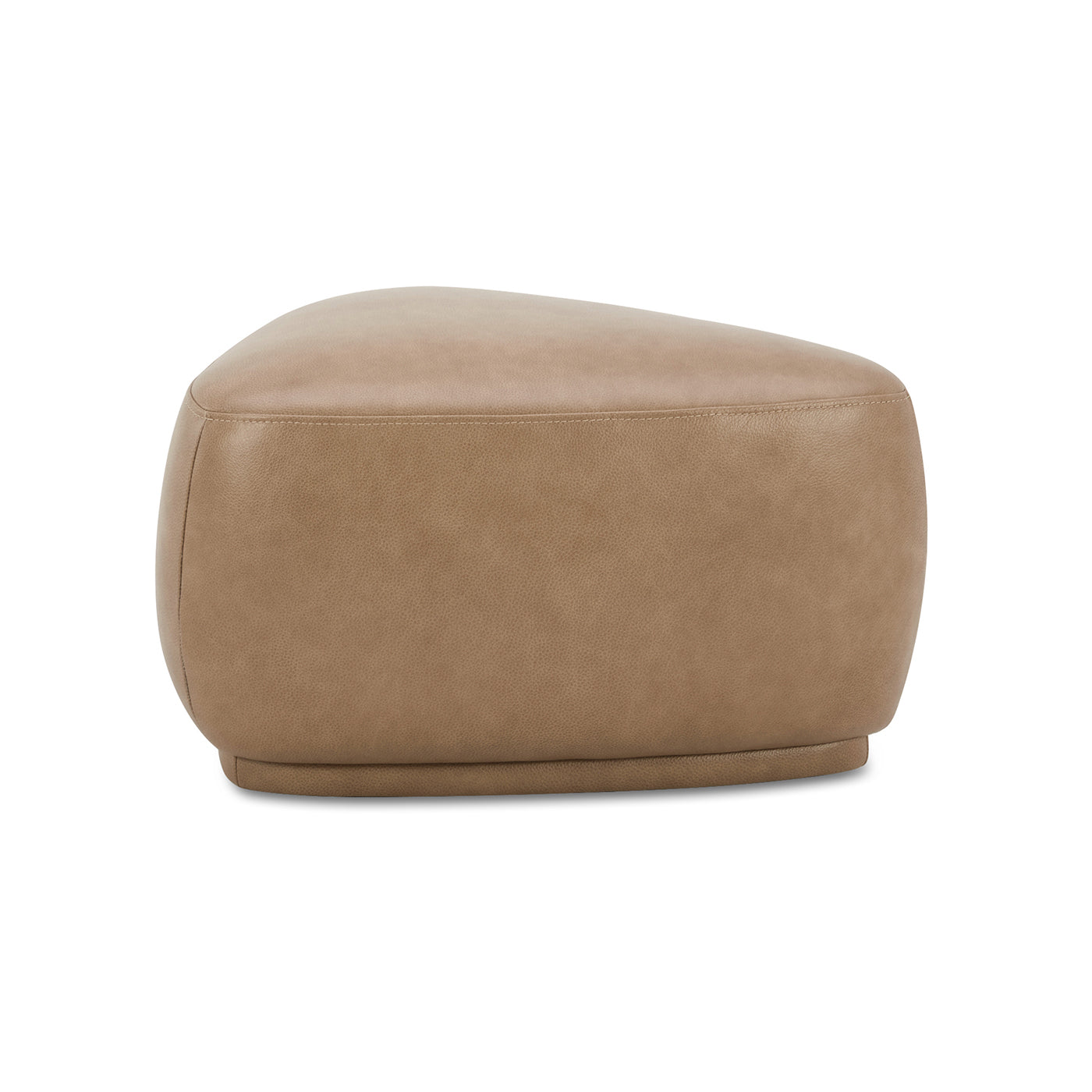 Pebble 26" Rounded Triangle Cocktail Ottoman, Tuscan Tan Brown Top Grain Leather Tan Brown Foam Leather