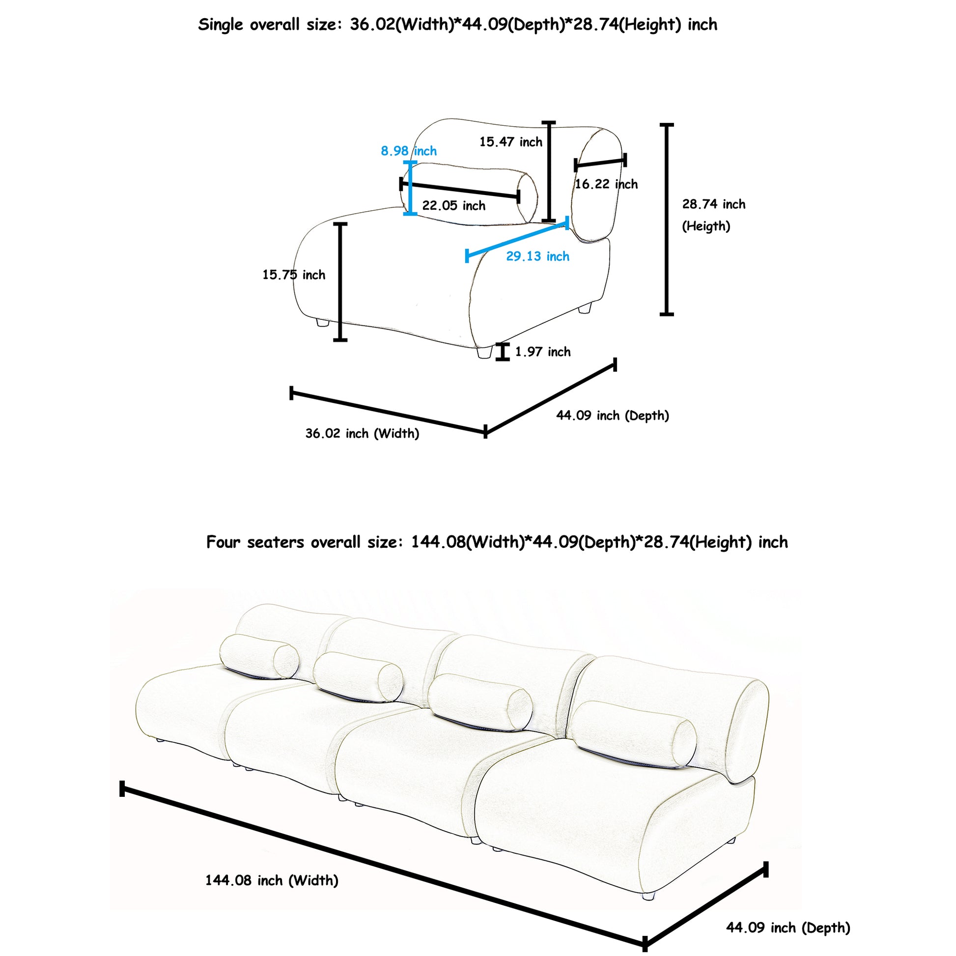 Contemporary Orange Chenille Modular Sofa Set 6 Piece Sectional Couch With Moveable Headrests And Plush Cylindrical Pillows Ideal For Modern Living Rooms, Adjustable For Any Space Orange Chenille 6