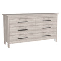 Double Dresser, Four Legs, 6 Drawer, Superior Top, Light Gray Light Gray Solid Wood Mdf Engineered Wood