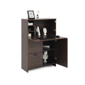 Desk Cabinet, With Storage Drawer & Shelves, Fold Up Desktop, Ideal For Home, Office, Dormitory, Small Spaces W31.49