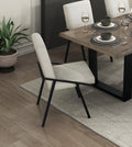 Black Metal Base Contemporary Side Chairs Set Of 2Pc, Cream Fabric Upholstered Dining Furniture Black Cream Dining Room Contemporary,Modern Side Chair Set Of 2 Metal