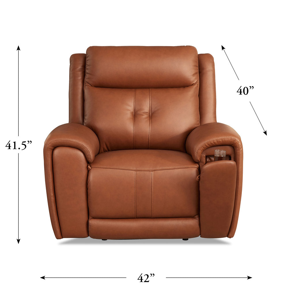 Emma Power Headrest Zero Gravity Recliner Brown Memory Foam Genuine Leather