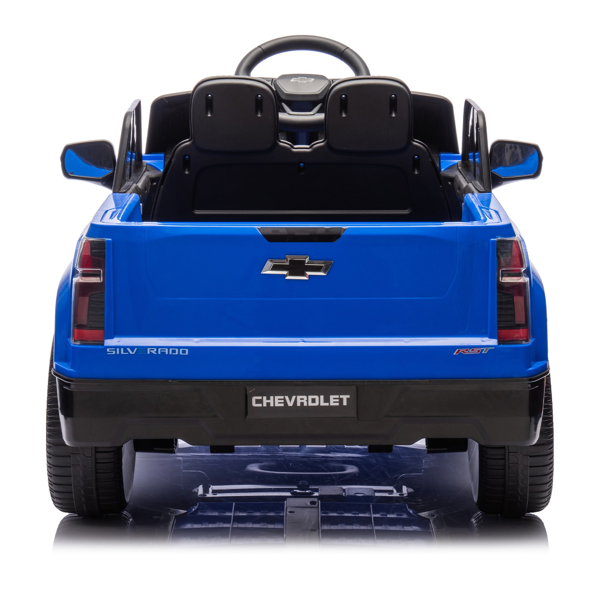 12V Kids Ride On Car W Parents Control,Licensed Chevrolet Silverado,Four Wheel Suspension,Led Lights,Bluetooth,Music,Usb,Mp3,Power Display,Speeds 1.86 3.11Mph For Kids Aged 2 5. Blue Plastic