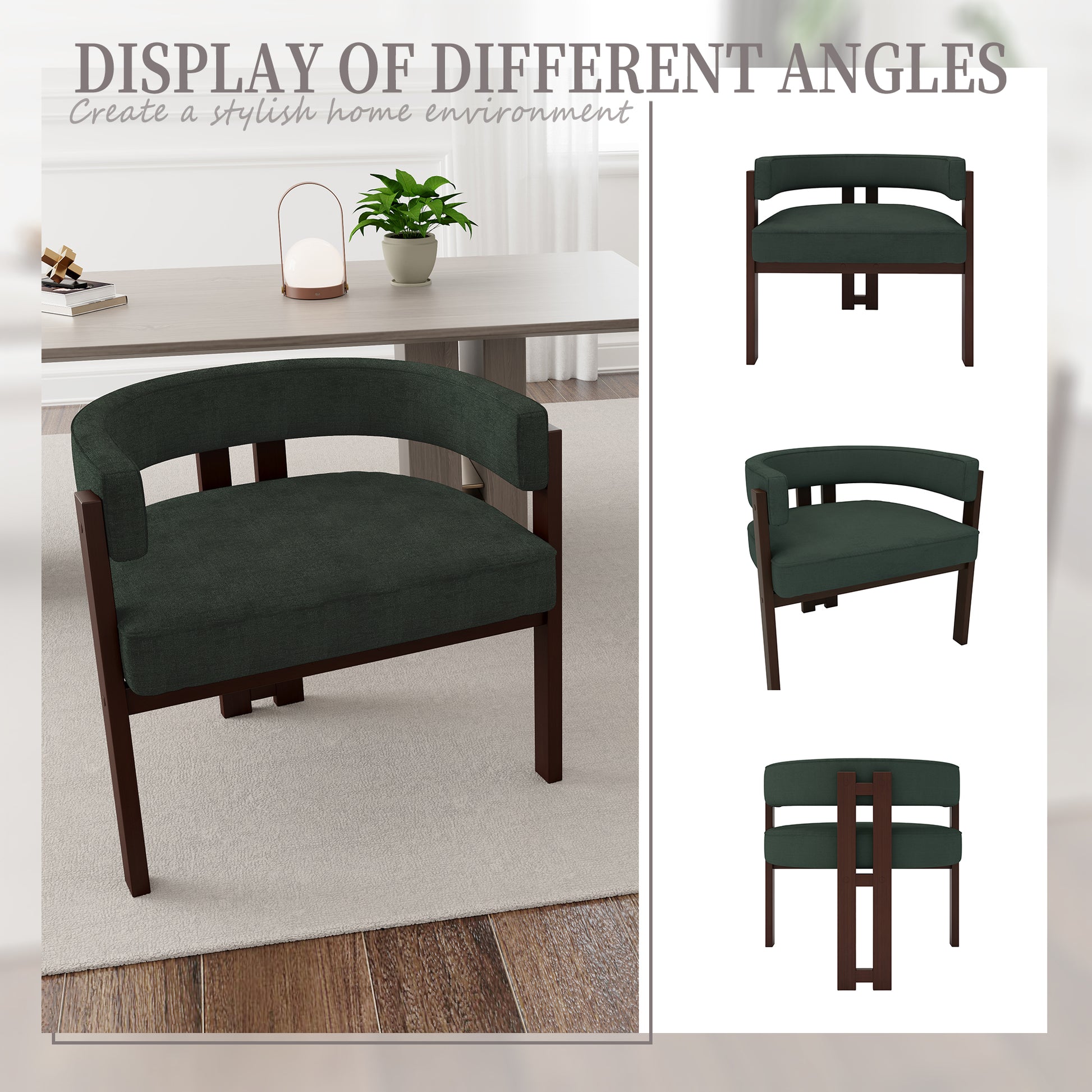 Coolmore Modern Accent Chair Teddy Upholstered Armchair With Open Back 3 Legs Barrel Dining Chair Comfy Side Chair For Living Room Bedroom Dining Room Set Of 2 Emerald Emerald Primary Living Space