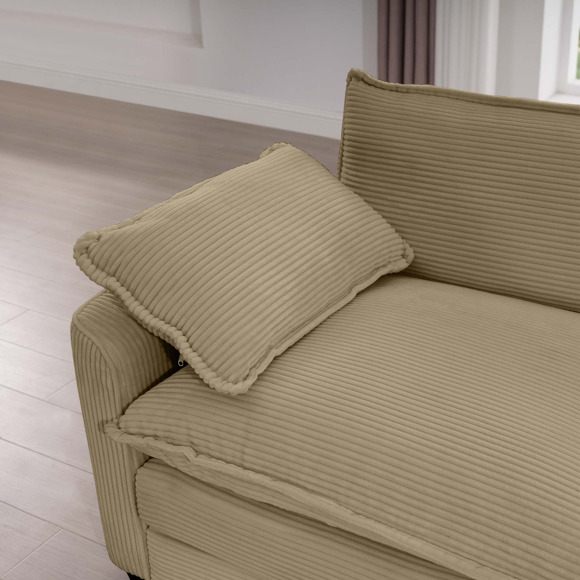 Tan Corduroy Fabric, Comfortable Single Chair Deep Seat Sofa With One Pillow, Suitable For Living Room And Bedroom, Club Multiple Occasions Tan Corduroy 1 Seat