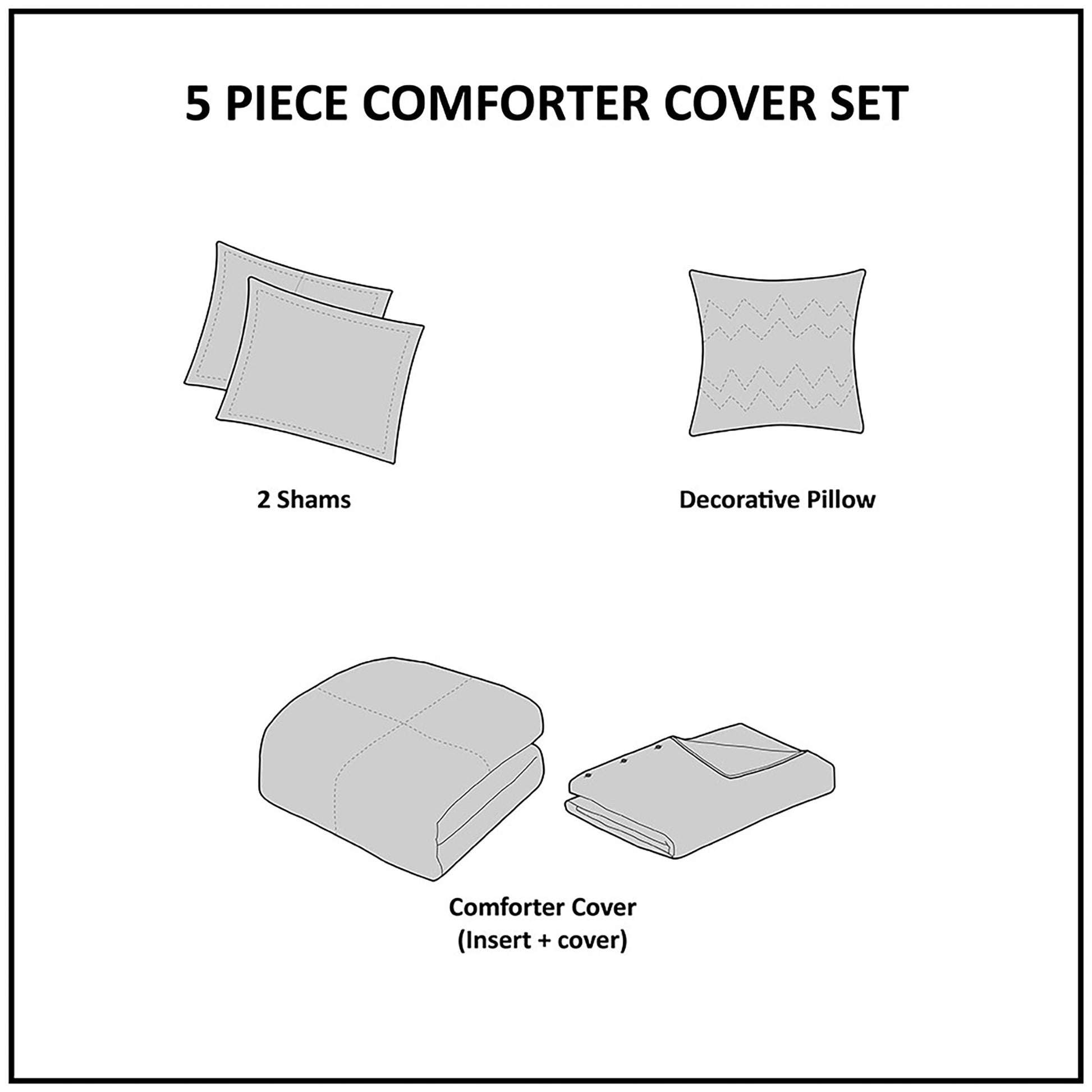 5 Piece Organic Cotton Oversized Comforter Cover Set W Removable Insert Natural Full Queen Natural Cotton