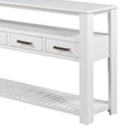 62.2'' Modern Console Table Sofa Table For Living Room With 4 Drawers And 2 Shelves White Solid Wood Mdf