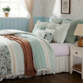 9 Piece Cotton Percale Comforter Set Aqua Queen Queen Aqua Polyester