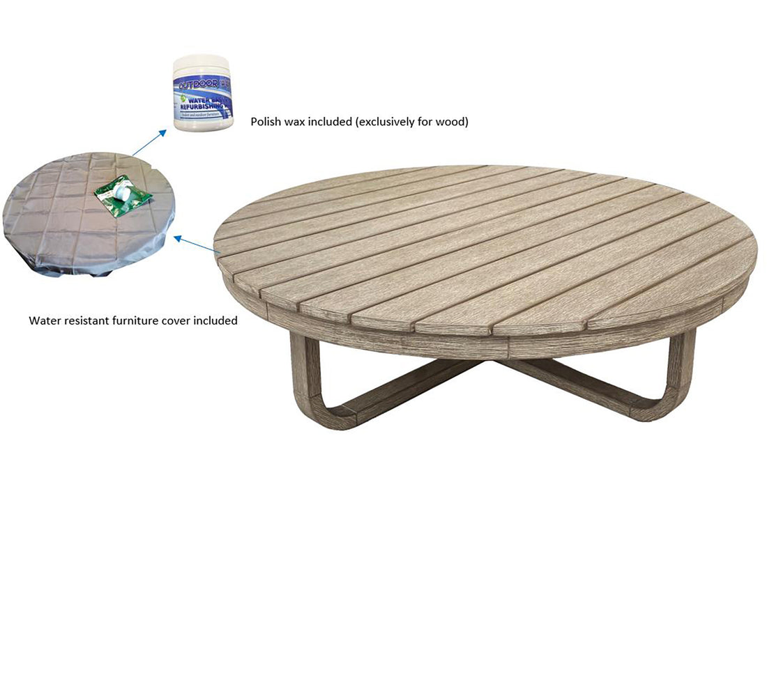 Acacia Wood 44 Inch Round Coffee Table - Acacia